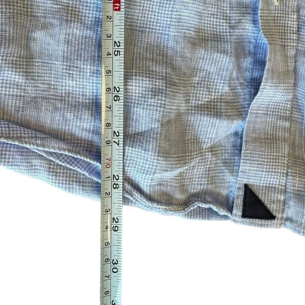 UNTUCKit 100% Linen Light Blue Check Long Sleeve Button Shirt‎ Mens XL